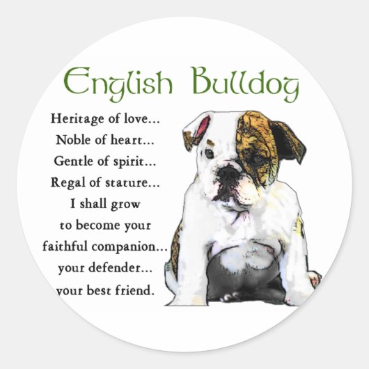 Engelse bulldog Gifts Ronde Sticker (Voorkant)