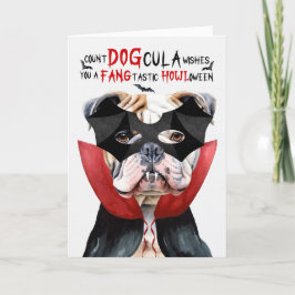 Engelse Bulldog Grappig Count DOGcula Halloween Feestdagen Kaart