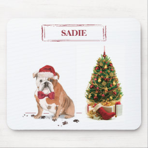 Engelse Bulldog Grappige Kersthond met Boom Muismat
