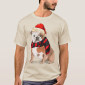 Engelse Bulldog Grappige Kersthond T-shirt (Voorkant)