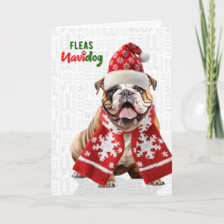 Engelse Bulldog Grappige Vlooien Navidog Kerstmis Feestdagen Kaart