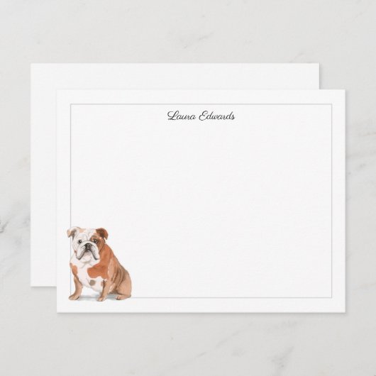 Engelse Bulldog Gray Border Persoonlijk Notitiekaartje (Voorkant / Achterkant)