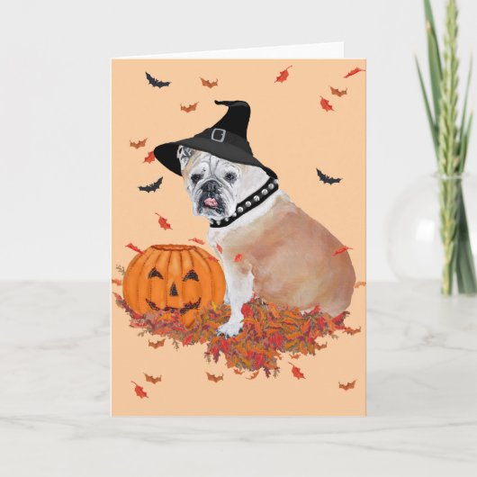 Engelse Bulldog Halloween Kaart (Voorkant)