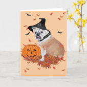 Engelse Bulldog Halloween Kaart (Gele Bloem)
