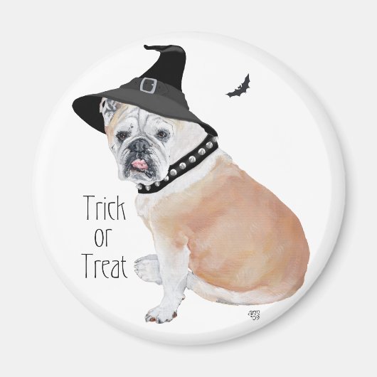 Engelse Bulldog Halloween Magnet (Voorkant)