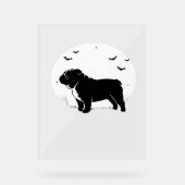 Engelse Bulldog - Halloween Moon Silhouette Ov Acryl Bord (Voorkant)