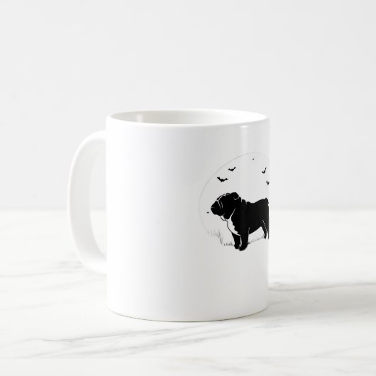 Engelse Bulldog - Halloween Moon Silhouette Ov Koffiemok (Voorkant links)