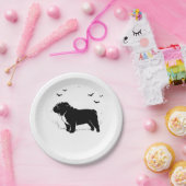 Engelse Bulldog - Halloween Moon Silhouette Ov Papieren Bordje (Feest)