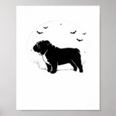 Engelse Bulldog - Halloween Moon Silhouette Ov Poster (Voorkant)