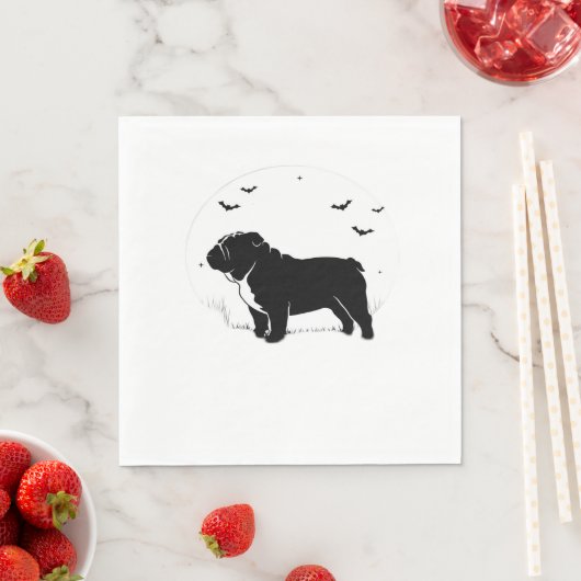 Engelse Bulldog - Halloween Moon Silhouette Ov Servet (Insitu)