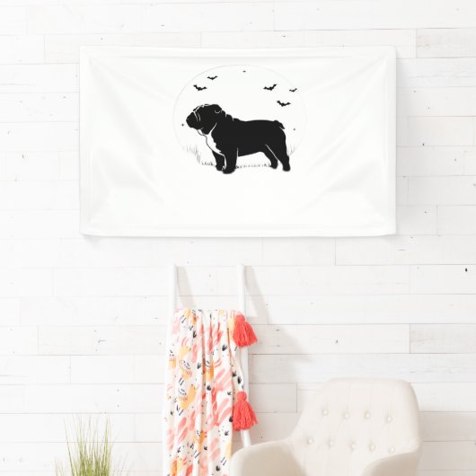 Engelse Bulldog - Halloween Moon Silhouette Ov Spandoek (Insitu)