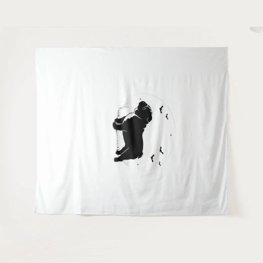 Engelse Bulldog - Halloween Moon Silhouette Ov Wandkleed (Voorkant (horizontaal))