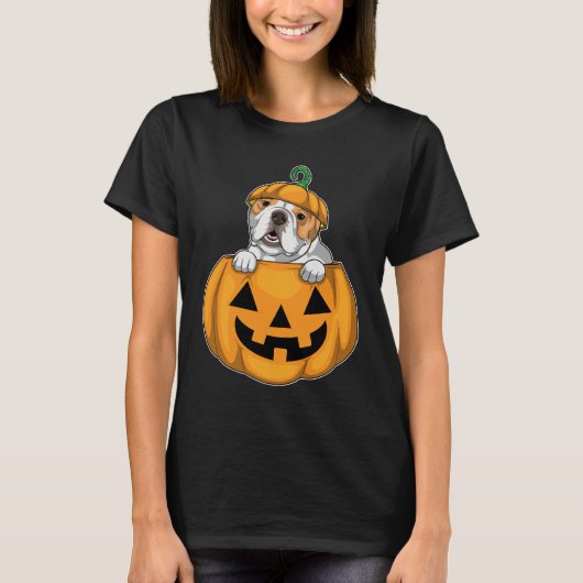 Engelse bulldog Halloween Pumpkin T-shirt (Voorkant)
