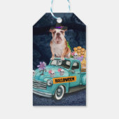 Engelse Bulldog Halloween Truck Scary Night Cadeaulabel (Achterkant)