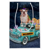 Engelse Bulldog Halloween Truck Scary Night Medium Cadeauzakje (Voorkant)