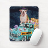Engelse Bulldog Halloween Truck Scary Night Muismat (Met muis)