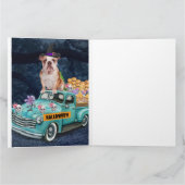 Engelse Bulldog Halloween Truck Schrik Nacht  Kaart (Binnen)