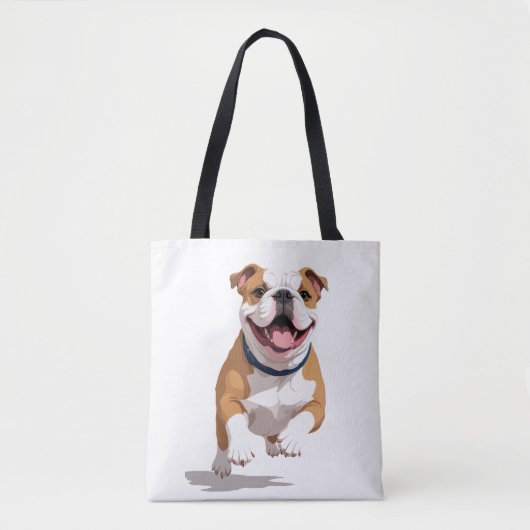 Engelse Bulldog Happy Playful Fun Jumping Joyful Tote Bag (Voorkant)
