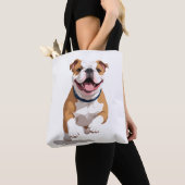 Engelse Bulldog Happy Playful Fun Jumping Joyful Tote Bag (Dichtbij)