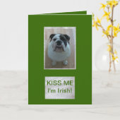 Engelse Bulldog Happy St. Patrick's Day kaart! Kaart (Gele Bloem)