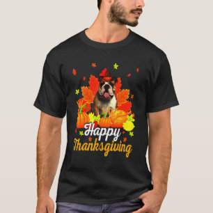 Engelse Bulldog Happy Thanksgiving T-shirt