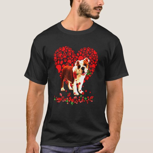 Engelse bulldog hart hond vader hond mam t-shirt (Voorkant)