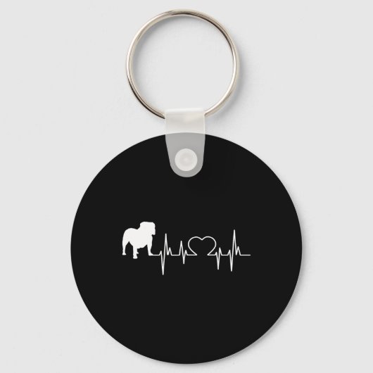 Engelse bulldog-hartslag sleutelhanger (Voorkant)