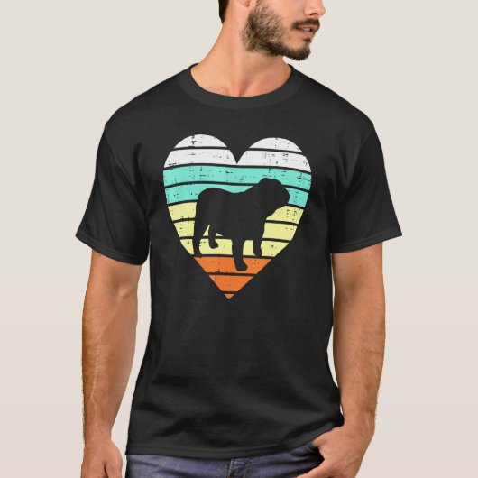 Engelse Bulldog Heart Dog Owner T-shirt (Voorkant)