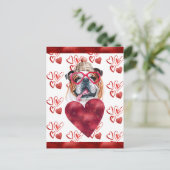 Engelse Bulldog Hearts Hondenliefhebber Valentijn  Feestdagenkaart (Staand voorkant)