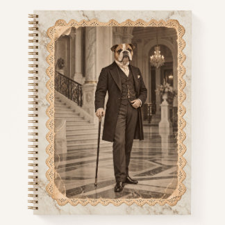 Engelse Bulldog Heer Vintage Ivoor Marmer Notitieboek