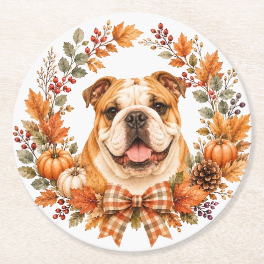 Engelse Bulldog Herfst Onderzetter (Voorkant)