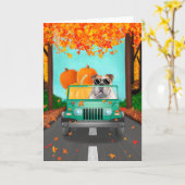 Engelse bulldog Herfst pompoen Kaart (Gele Bloem)