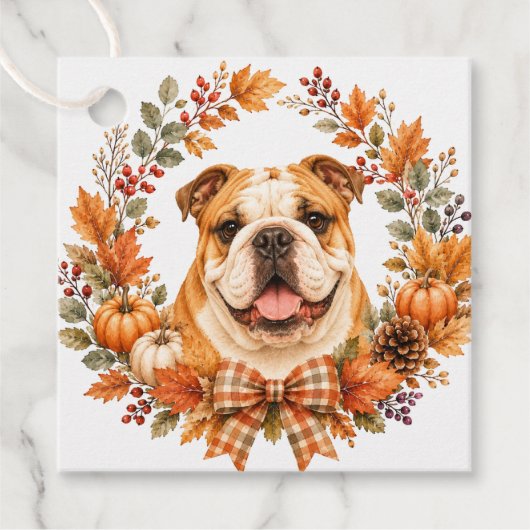 Engelse Bulldog Herfstkrans Bedankjes Labels (Voorkant)