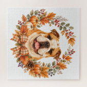 Engelse Bulldog Herfstkrans Legpuzzel (Horizontaal)