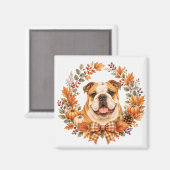 Engelse Bulldog Herfstkrans Magneet (Voorkant / Achterkant)