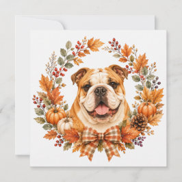 Engelse Bulldog Herfstkrans Notitiekaartje