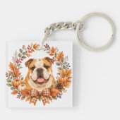 Engelse Bulldog Herfstkrans Sleutelhanger (Achterkant)