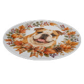 Engelse Bulldog Herfstkrans Snijplank (Hoek)