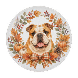 Engelse Bulldog Herfstkrans Snijplank