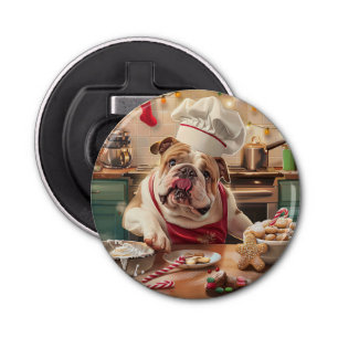 Engelse Bulldog Holiday Baking: Feestelijke Kerst Button Flesopener