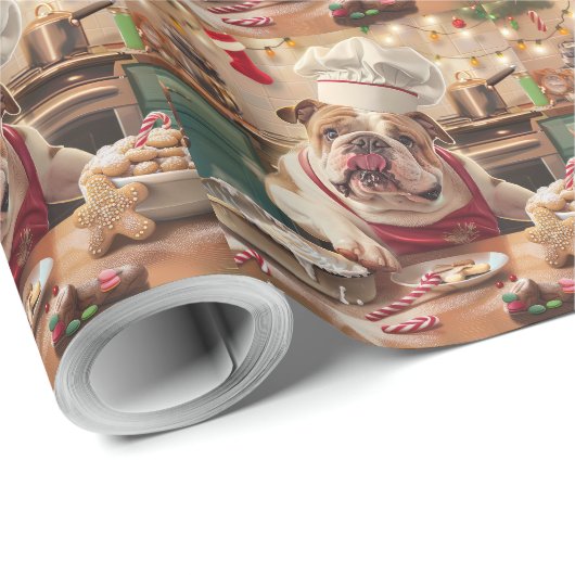 Engelse Bulldog Holiday Baking: Feestelijke Kerst Cadeaupapier (Rol Hoek)
