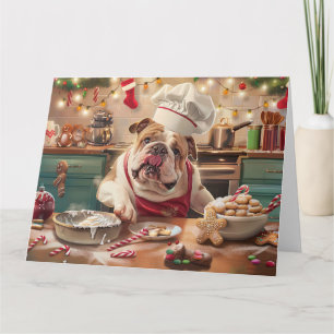 Engelse Bulldog Holiday Baking: Feestelijke Kerst Kaart