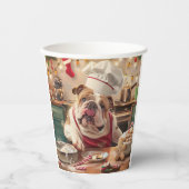 Engelse Bulldog Holiday Baking: Feestelijke Kerst Papieren Bekers (Voorkant)