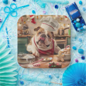 Engelse Bulldog Holiday Baking: Feestelijke Kerst Papieren Bordje (Feest)