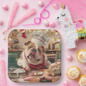 Engelse Bulldog Holiday Baking: Feestelijke Kerst Papieren Bordje (Feest)