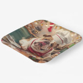 Engelse Bulldog Holiday Baking: Feestelijke Kerst Papieren Bordje (Gebogen)
