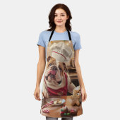 Engelse Bulldog Holiday Baking: Feestelijke Kerst Schort (Gedragen)