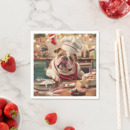 Engelse Bulldog Holiday Baking: Feestelijke Kerst Servet (Insitu)