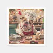 Engelse Bulldog Holiday Baking: Feestelijke Kerst Servet (Voorkant)