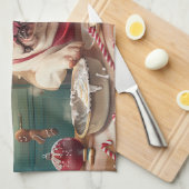 Engelse Bulldog Holiday Baking: Feestelijke Kerst Theedoek (Quarter Fold)